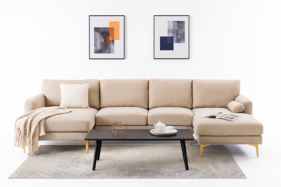 Picture of Mocha L-Shaped Sectional Natural wood