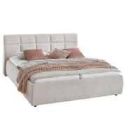 صورة زارا سرير من الخشب الطبيعي مبطن ومطرز