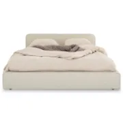 Picture of Noa Upholstered Bed with Natural Wood Base