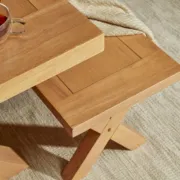 Picture of Tavira Natural Wood Cross-Leg Bench