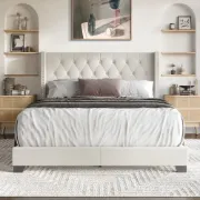 Picture of Ivana Natural Wood Bed – Tufted Design