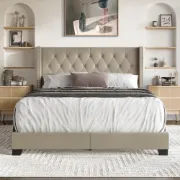 Picture of Ivana Natural Wood Bed – Tufted Design