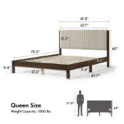 Picture of Serene Natural Wood Bed – Tufted Headboard