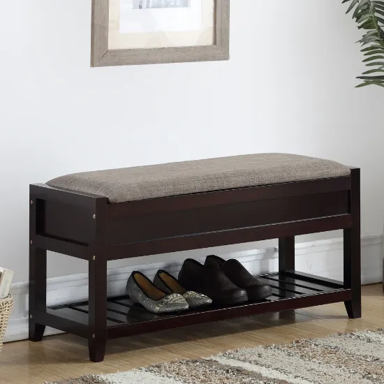 Picture of Lorien Natural Wood Shoe Bench – with Fabric Seat