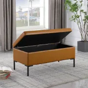 Picture of Lazio Natural Wood Storage Bench – Sleek Design with Metal Legs