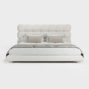 صورة السرير المُنجّد “كلوديل” بقاعدة من الخشب الطبيعي – بتصميم منحنيات ناعمة