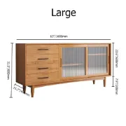 Picture of Harver Sliding Glass Sideboard – Natural Wood with Drawers