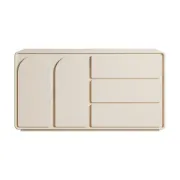 صورة أركا بوفيه خشب طبيعي – واجهة منحوتة بحواف ناعمة مستديرة