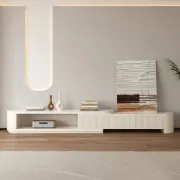 Picture of Arvia Extendable Natural Wood  TV Unit – Curved Minimal Design