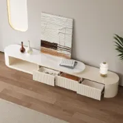 Picture of Arvia Extendable Natural Wood  TV Unit – Curved Minimal Design