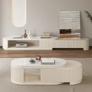 Picture of Arvia Extendable Natural Wood  TV Unit – Curved Minimal Design