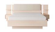 Picture of Elara Natural Wood Bedroom Set – Upholstered Headboard & Side Shelves