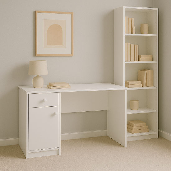 Picture of Orlin - Study Desk with Side Storage Unit - Natural Wood