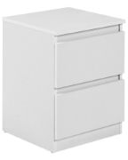 Picture of Blanche – White 2-Drawer Bedside Table Natural wood