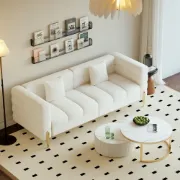 Lumière Sofa Set – 3-Seater Sofa & 2 Armchairs with Golden Metal Legs