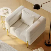 Lumière Sofa Set – 3-Seater Sofa & 2 Armchairs with Golden Metal Legs