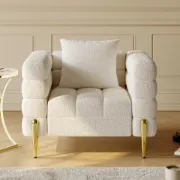 Lumière Sofa Set – 3-Seater Sofa & 2 Armchairs with Golden Metal Legs
