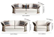 Aveline Sofa Set – 3-Seater Sofa & 2 Armchairs with Elegant Gold Accents