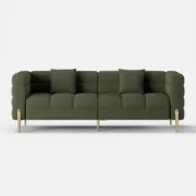 Verdi Sofa Set – Two Sofas in Modern Design made of Natural Wood with Gold Legs