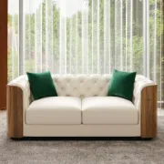 Montclair – Luxury Sofa Set with Two Sofas and an Armchair in Natural Wood Accents