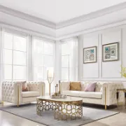 Évianne – Sofa & Armchair Set with Elegant Gold Accents