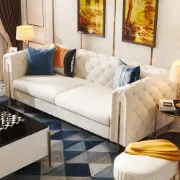 Évianne – Sofa & Armchair Set with Elegant Gold Accents