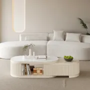 Lévanto – TV Unit & Coffee Table Set with Elegant Marble Surface