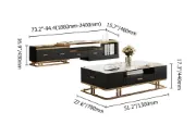 Nocturne – TV Unit & Coffee Table Set in Natural Wood and Golden Stainless Steel