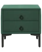 Aureva – Upholstered Bedside Table with 2 Drawers & Metal Legs