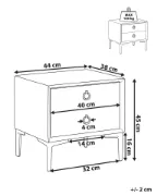 Aureva – Upholstered Bedside Table with 2 Drawers & Metal Legs