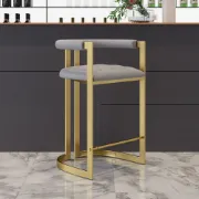 Picture of Clément Bar Stool – Gold Frame with Tufted Seat