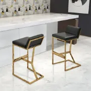 Picture of Clément Bar Stool – Black Upholstered Seat with Gold Frame