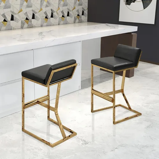 Picture of Clément Bar Stool – Black Upholstered Seat with Gold Frame