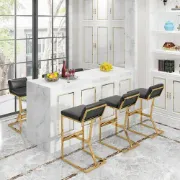 Picture of Clément Bar Stool – Black Upholstered Seat with Gold Frame