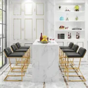 Picture of Clément Bar Stool – Black Upholstered Seat with Gold Frame