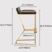 Picture of Clément Bar Stool – Black Upholstered Seat with Gold Frame