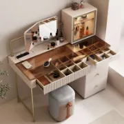 Picture of Marvella Vanity Set – Glass Top with lighting Cabinet and Matching Chair