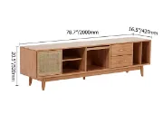 Picture of Lunari Natural Wood & Rattan TV Stand – Modern with Sliding Doors