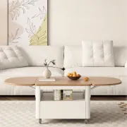 Picture of Ravon Oval Coffee Table – Natural Wood Top with Iron Frame