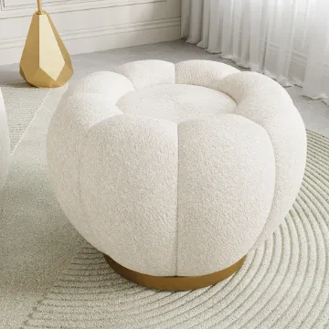 Noria Upholstered Ottoman – Natural Fabric with Wooden Base Noria Upholstered Ottoman – Natural Fabric with Wooden Base