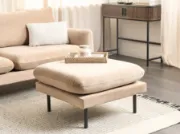 Cielo – Elegant and Comfortable Ottoman with Natural Wood Frame and Metal Legs