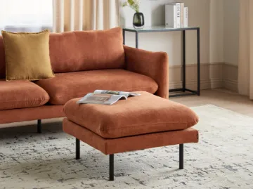 Tavine Ottoman – Modern Woven Fabric Design with Natural Wood Frame and Metal Legs Tavine Ottoman – Modern Woven Fabric Design with Natural Wood Frame and Metal Legs