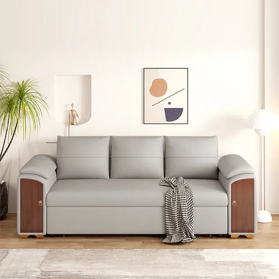 Rovano Convertible Sofa Bed – Smart Storage & Wooden Arm Design