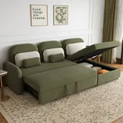Olivan Convertible Sofa with Chaise, Bed & Side Table