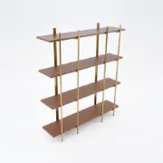 Aurore Display Shelf – Natural Wood & Gold Metal Frame