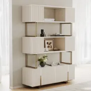 Délicat Display Shelf – White Natural Wood with Gold Frame.
