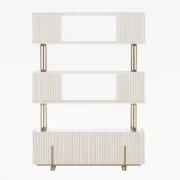 Délicat Display Shelf – White Natural Wood with Gold Frame.
