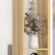 Merin – Natural Wood Room Divider with Shelves on Both Sides