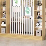 Merin – Natural Wood Room Divider with Shelves on Both Sides