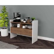 Picture of Nordéa Coffee Corner Cabinet – Natural Wood Shelves with White Frame .